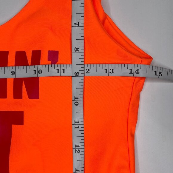 Americana Women's Neon Orange Logo One Piece Swimsuit Sexy Fun Sz M/L - Picture 8 of 11